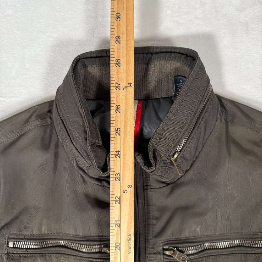 Tommy Hilfiger Bomber Jacket Men Size S Brown Pockets Full Zip Performance Coat - Picture 2 of 13
